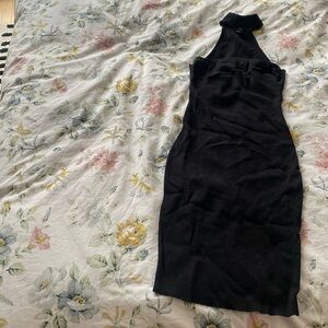 Hera collection woman’a classic black mini drwss with fabric choker